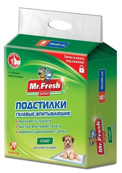 Пеленки для кошек и собак одноразовые Mr.Fresh Start Expert 90 x 60 см