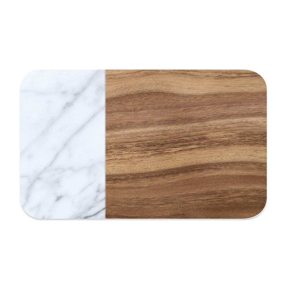 Коврик под миску для животных TarHong Acacia Wood+Carrara коричнево-белый