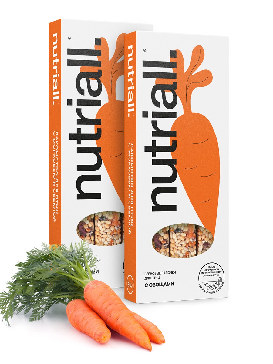 Лакомство Nutriall Зерновые палочки для птиц с овощами 2 упаковки