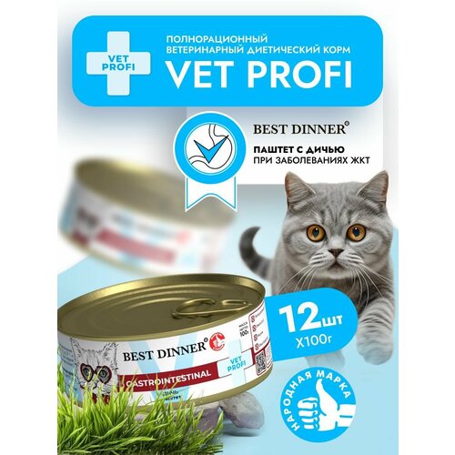 Влажный диетический корм Best Dinner VET PROFI GastroIntestinal для кошек при заболеваниях ЖКТ Дичь (12шт х 100гр)