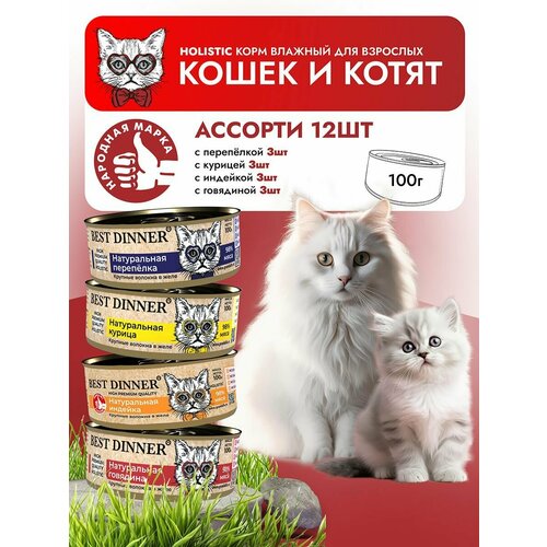 Влажный корм Best Dinner Holistic для котят и кошек любых пород Ассорти (12шт х 100гр)