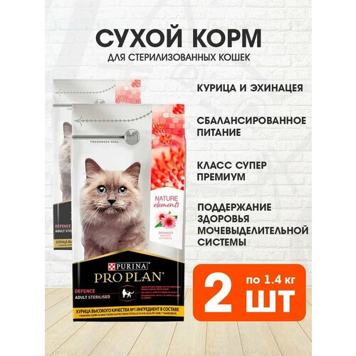PRO PLAN NATURE ELEMENTS CAT STERILISED для взрослых кастрированных котов и стерилизованных кошек с курицей (1