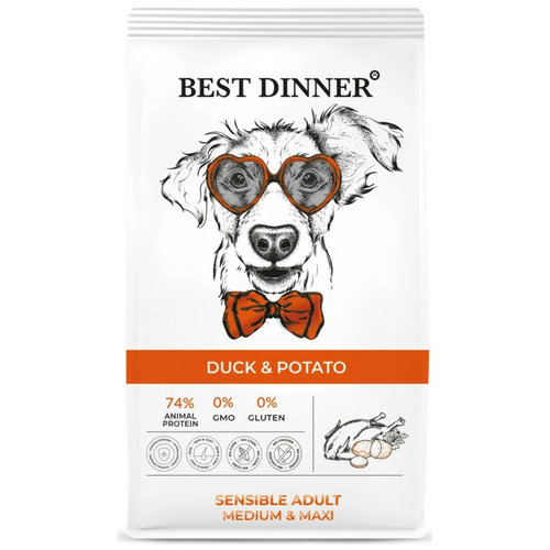 Корм Best Dinner Sensible для взрослых собак с чувствительным пищеварением Утка с картофелем 12000 г